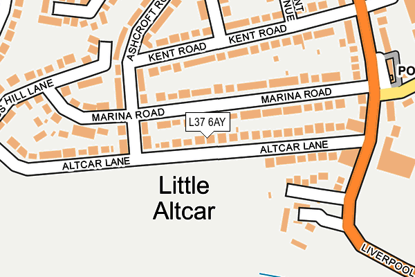 L37 6AY map - OS OpenMap – Local (Ordnance Survey)