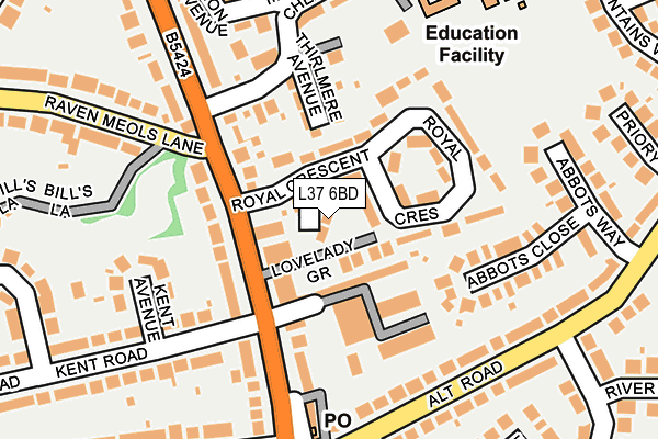 L37 6BD map - OS OpenMap – Local (Ordnance Survey)