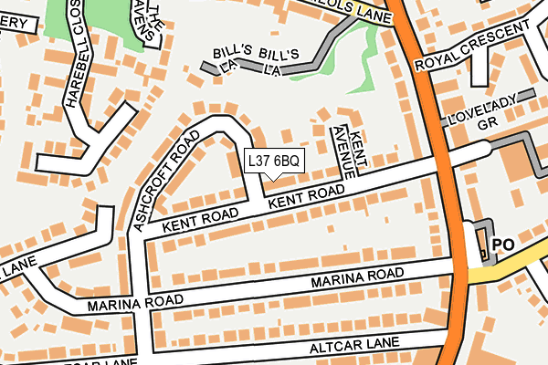 L37 6BQ map - OS OpenMap – Local (Ordnance Survey)