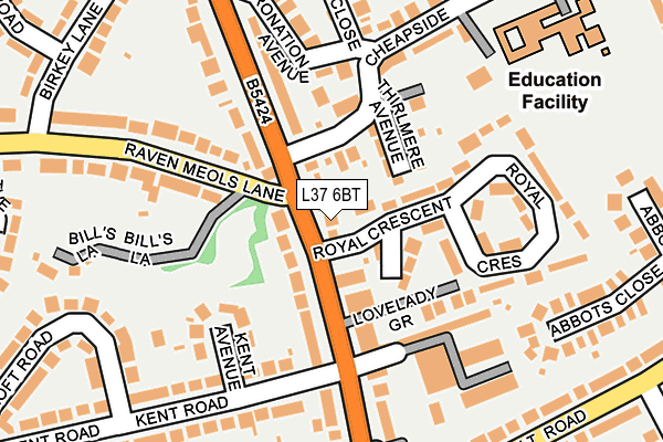 L37 6BT map - OS OpenMap – Local (Ordnance Survey)