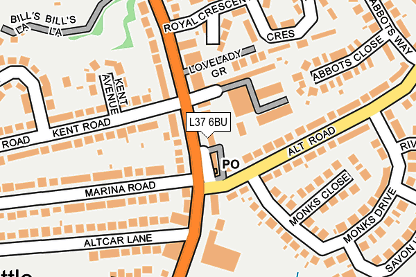 L37 6BU map - OS OpenMap – Local (Ordnance Survey)