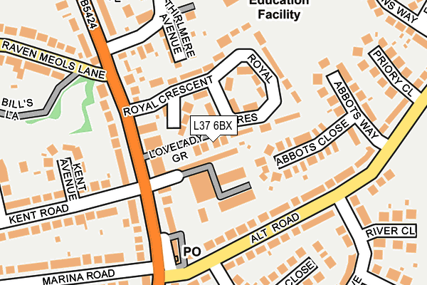 L37 6BX map - OS OpenMap – Local (Ordnance Survey)