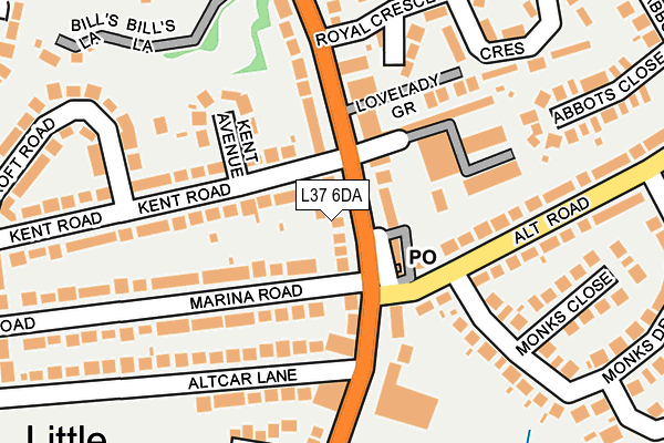 L37 6DA map - OS OpenMap – Local (Ordnance Survey)