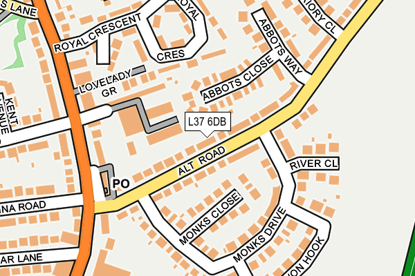 L37 6DB map - OS OpenMap – Local (Ordnance Survey)
