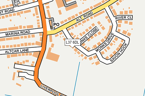 L37 6DL map - OS OpenMap – Local (Ordnance Survey)