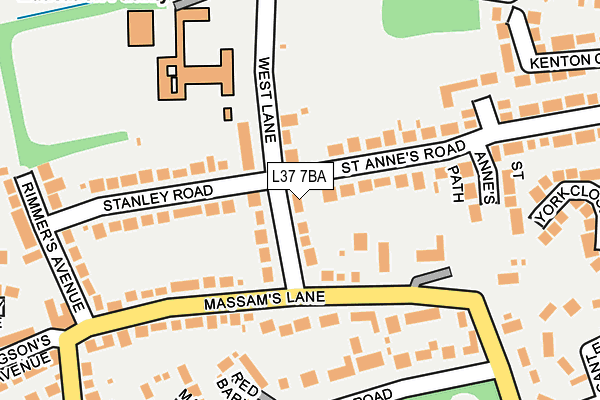 L37 7BA map - OS OpenMap – Local (Ordnance Survey)