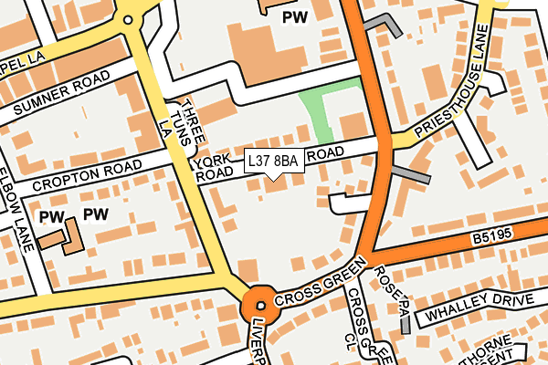 L37 8BA map - OS OpenMap – Local (Ordnance Survey)