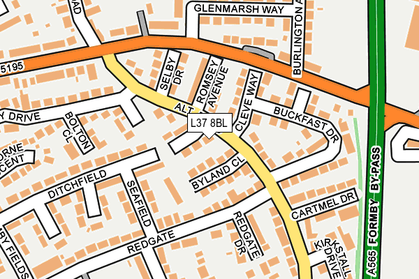 L37 8BL map - OS OpenMap – Local (Ordnance Survey)