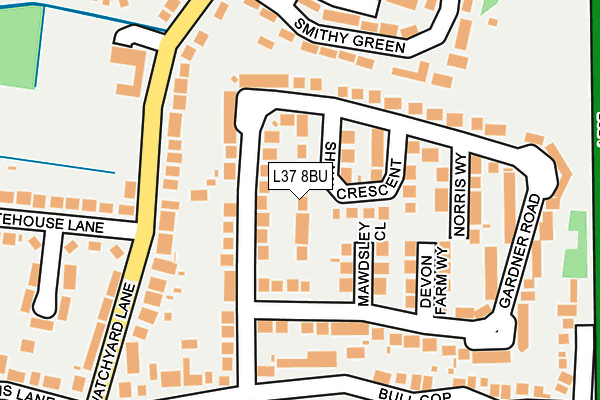 L37 8BU map - OS OpenMap – Local (Ordnance Survey)