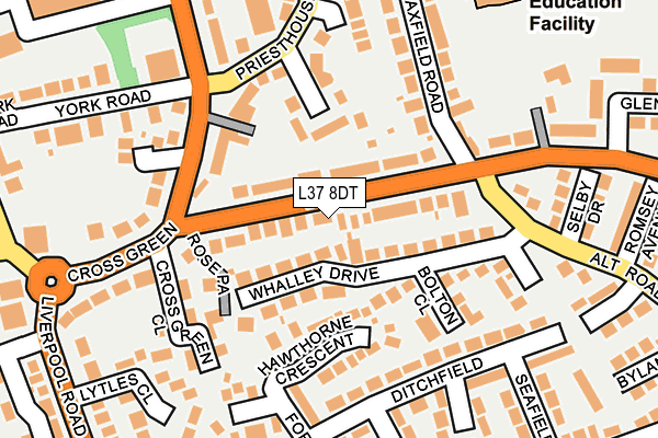 L37 8DT map - OS OpenMap – Local (Ordnance Survey)