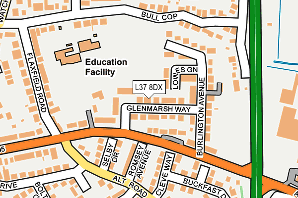 L37 8DX map - OS OpenMap – Local (Ordnance Survey)