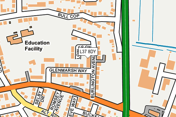 L37 8DY map - OS OpenMap – Local (Ordnance Survey)