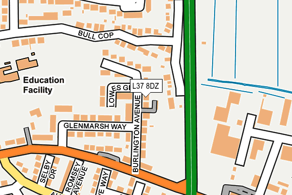 L37 8DZ map - OS OpenMap – Local (Ordnance Survey)