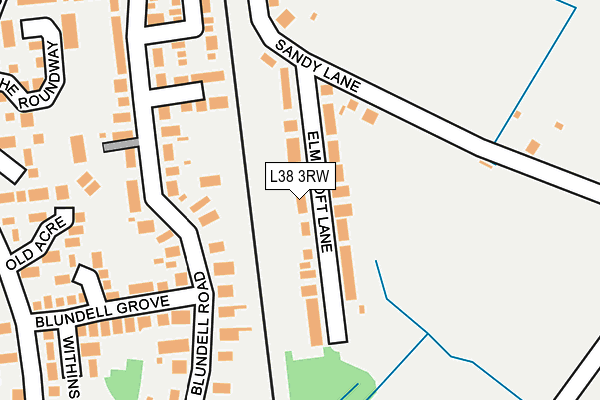 L38 3RW map - OS OpenMap – Local (Ordnance Survey)