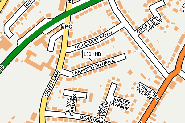 L39 1NB map - OS OpenMap – Local (Ordnance Survey)