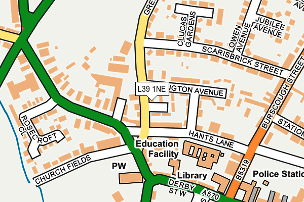 L39 1NE map - OS OpenMap – Local (Ordnance Survey)
