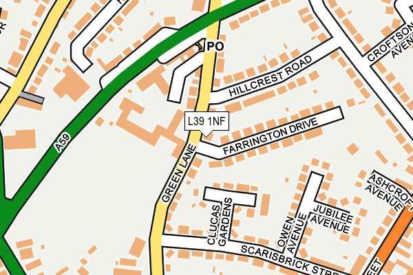 L39 1NF map - OS OpenMap – Local (Ordnance Survey)