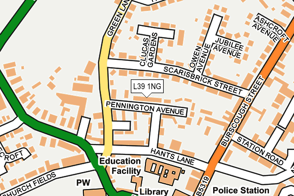 L39 1NG map - OS OpenMap – Local (Ordnance Survey)