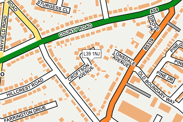 L39 1NJ map - OS OpenMap – Local (Ordnance Survey)