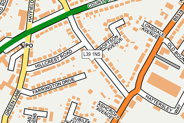L39 1NS map - OS OpenMap – Local (Ordnance Survey)