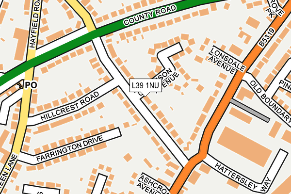 L39 1NU map - OS OpenMap – Local (Ordnance Survey)