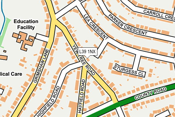 L39 1NX map - OS OpenMap – Local (Ordnance Survey)