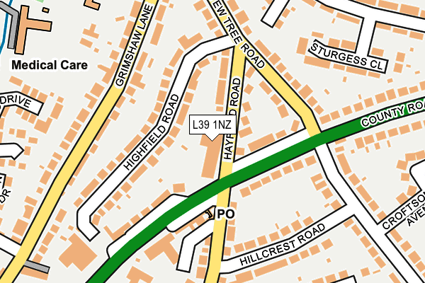 L39 1NZ map - OS OpenMap – Local (Ordnance Survey)