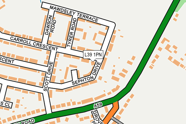 L39 1PN map - OS OpenMap – Local (Ordnance Survey)