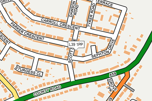 L39 1PP map - OS OpenMap – Local (Ordnance Survey)