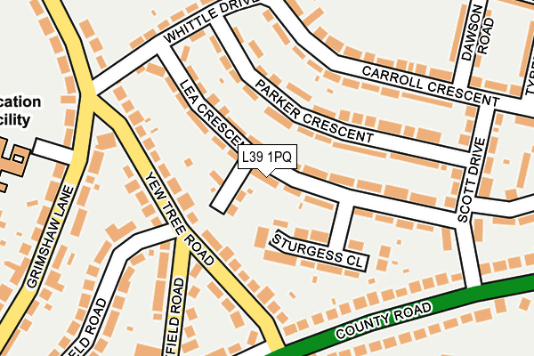L39 1PQ map - OS OpenMap – Local (Ordnance Survey)