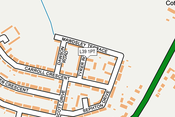 L39 1PT map - OS OpenMap – Local (Ordnance Survey)