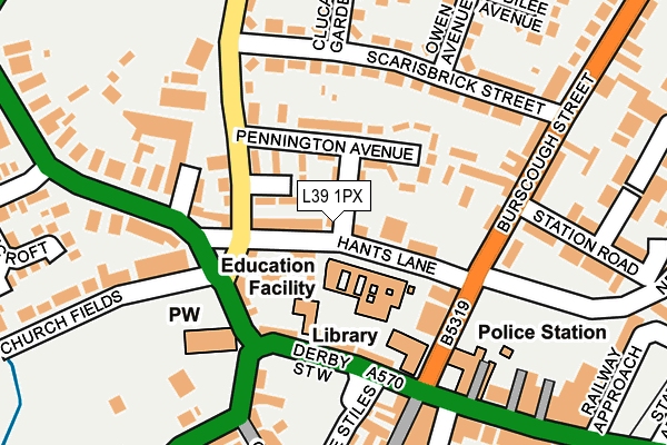 L39 1PX map - OS OpenMap – Local (Ordnance Survey)