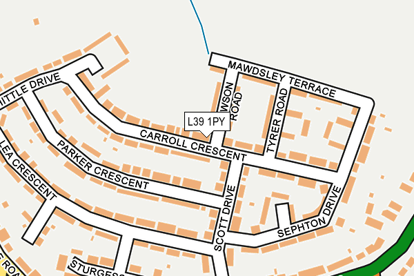 L39 1PY map - OS OpenMap – Local (Ordnance Survey)