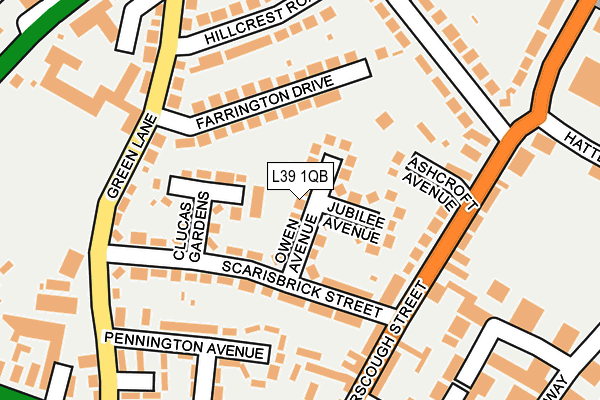 L39 1QB map - OS OpenMap – Local (Ordnance Survey)