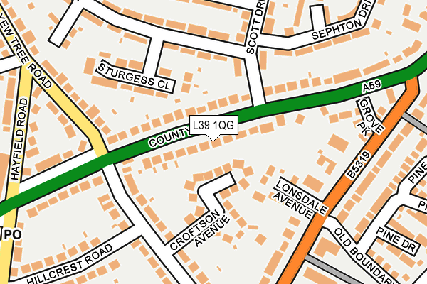 L39 1QG map - OS OpenMap – Local (Ordnance Survey)