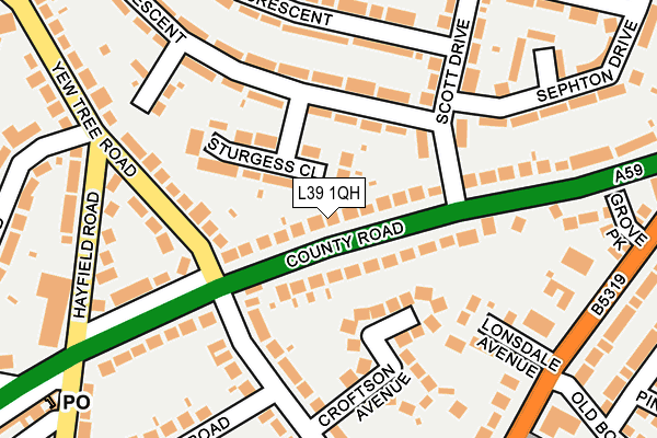 L39 1QH map - OS OpenMap – Local (Ordnance Survey)