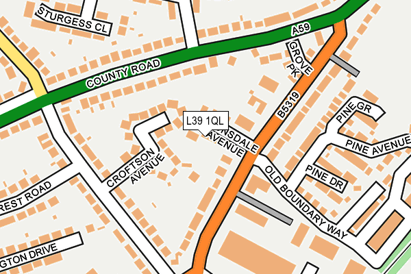 L39 1QL map - OS OpenMap – Local (Ordnance Survey)