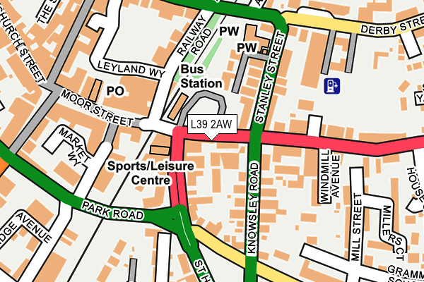 L39 2AW map - OS OpenMap – Local (Ordnance Survey)