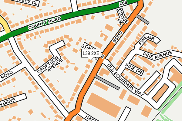 L39 2XE map - OS OpenMap – Local (Ordnance Survey)