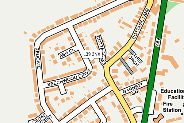 L39 3NX map - OS OpenMap – Local (Ordnance Survey)