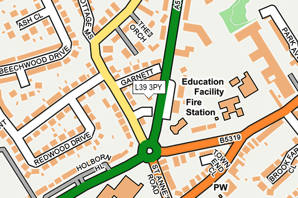 L39 3PY map - OS OpenMap – Local (Ordnance Survey)