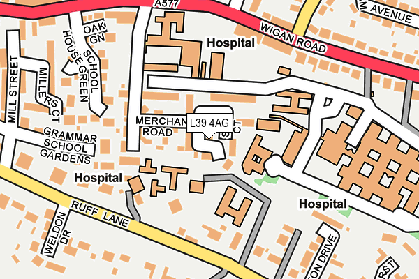 L39 4AG map - OS OpenMap – Local (Ordnance Survey)