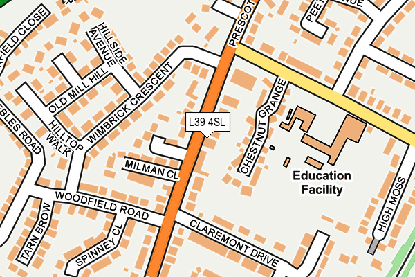 L39 4SL map - OS OpenMap – Local (Ordnance Survey)