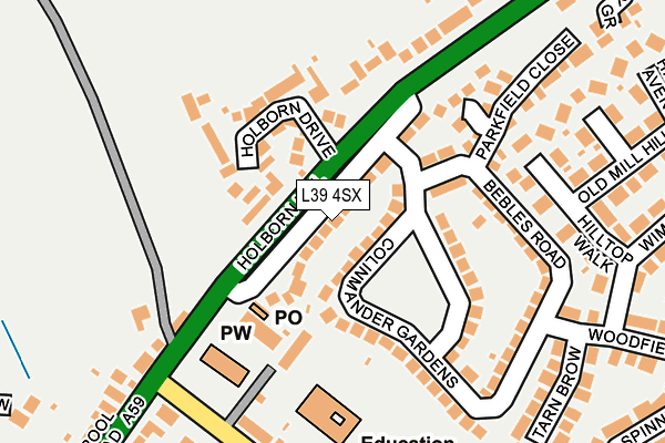 L39 4SX map - OS OpenMap – Local (Ordnance Survey)