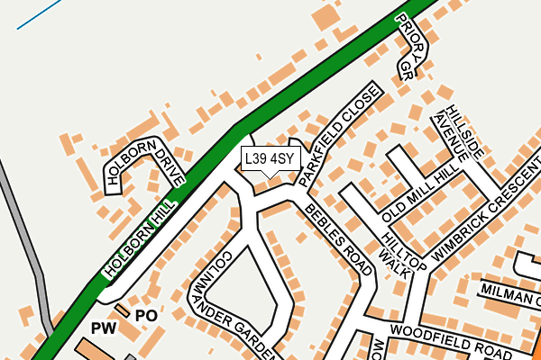 L39 4SY map - OS OpenMap – Local (Ordnance Survey)