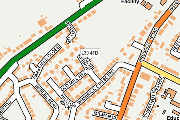 L39 4TD map - OS OpenMap – Local (Ordnance Survey)