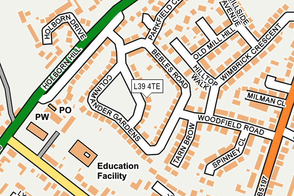 L39 4TE map - OS OpenMap – Local (Ordnance Survey)