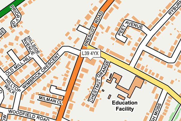 L39 4YX map - OS OpenMap – Local (Ordnance Survey)