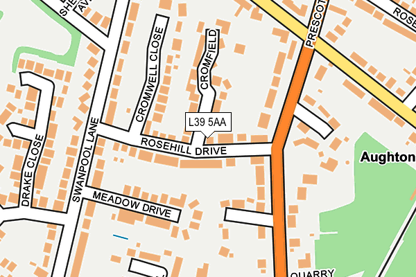 L39 5AA map - OS OpenMap – Local (Ordnance Survey)