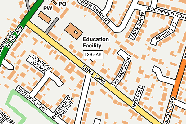 L39 5AS map - OS OpenMap – Local (Ordnance Survey)